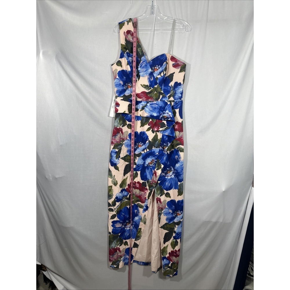 NEW $328 Kay Unger [ 10 ] Laurel One Shoulder Floral Ruffle Side Gown Pink S2043 - Picture 6 of 14